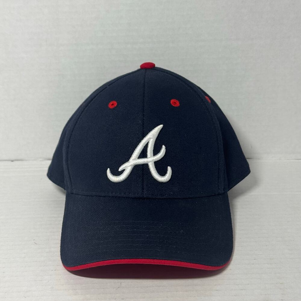 Youth Atlanta Braves Baseball Hat Adjustable back Navy Blue Red and White A Logo